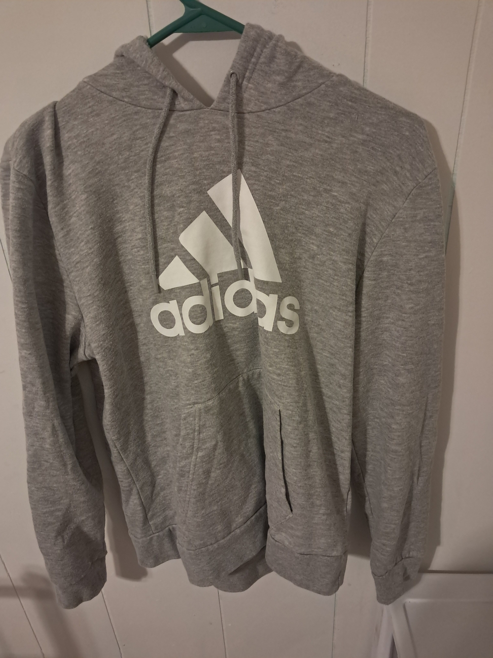 adidas Gray Crewneck Hoodie with White Trefoil Logo